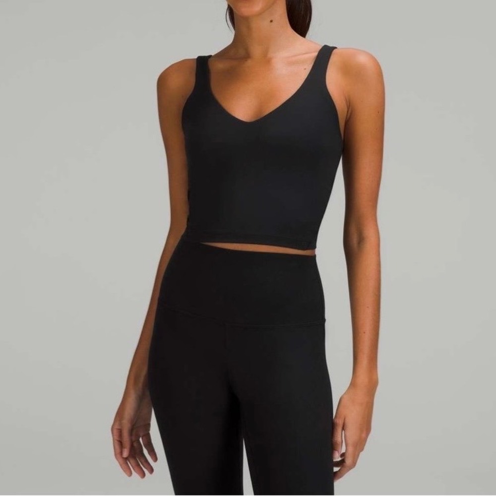 Lululemon Align Ribbed V-Neck Tank Top Womens 12 Black Yoga Crop Minimalist